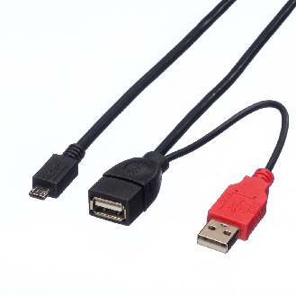 ROLINE USB 2.0 Y-Kabel, 2x Typ A (ST / BU) - Micro B ST, 1m-Beschreibung lesen