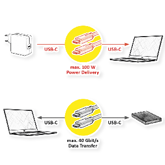 ROLINE Câble USB4 Gen 3, avec PD (Power Delivery), avec Emark, C-C, M/M, 40 Gbit/s, noir, 0,8 m-Lire la description