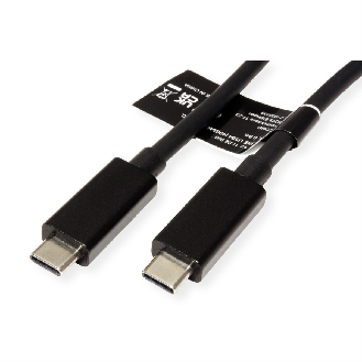 ROLINE Câble USB4 Gen 3, avec PD (Power Delivery), avec Emark, C-C, M/M, 40 Gbit/s, noir, 0,8 m-Lire la description