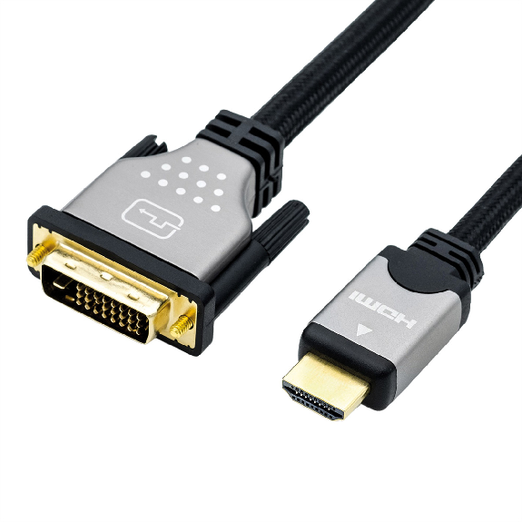 ROLINE Câble pour écran DVI (24+1) - HDMI, M/M, noir / argent, 1,5 m-Lire la description