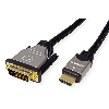 ROLINE Câble pour écran DVI (24+1) - HDMI, M/M, noir / argent, 1,5 m
