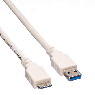 VALUE USB 3.2 Gen 1 Kabel, A ST - Micro B ST, weiß, 0,8 m-Beschreibung lesen