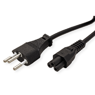 VALUE Netzkabel T12 auf C5, 3polig, schwarz, 1 m-Beschreibung lesen
