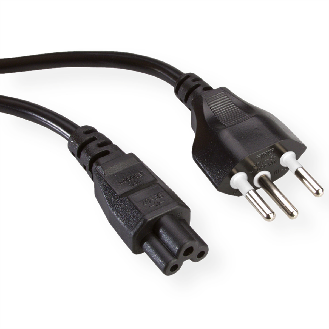 VALUE Netzkabel T12 auf C5, 3polig, schwarz, 1 m-Beschreibung lesen