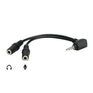 ROLINE 3,5mm Adapter 4polig (Mikrofon+Lautsprecher), schwarz, 15 cm-Beschreibung lesen