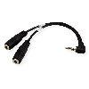 ROLINE Adaptateur 3,5mm 4pôles (1x M, 2x F), noir, 15 cm