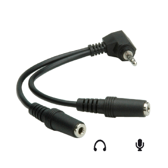 ROLINE 3,5mm Adapter 4polig (Mikrofon+Lautsprecher), schwarz, 15 cm-Beschreibung lesen