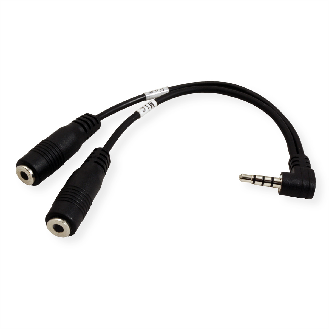 ROLINE 3,5mm Adapter 4polig (Mikrofon+Lautsprecher), schwarz, 15 cm-Beschreibung lesen