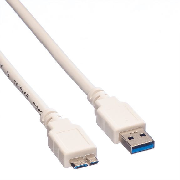 VALUE USB 3.2 Gen 1 Kabel, A ST - Micro B ST, weiß, 3 m-Beschreibung lesen
