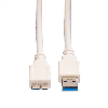 VALUE USB 3.2 Gen 1 Kabel, A ST - Micro B ST, weiß, 3 m