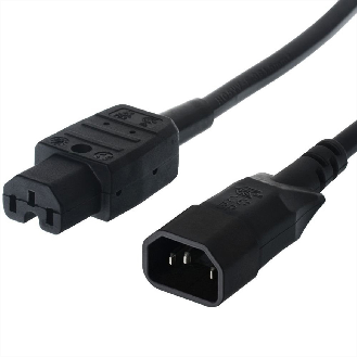 BACHMANN Netzkabel Kaltgerätestecker-Stecker auf Warmgeräte-Kupplung, IEC320 C14/C15, schwarz, 1,5 m-Beschreibung lesen
