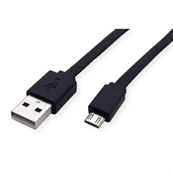 ROLINE Câble USB 2.0, USB A mâle - Micro USB B mâle, noir, 1 m-Lire la description