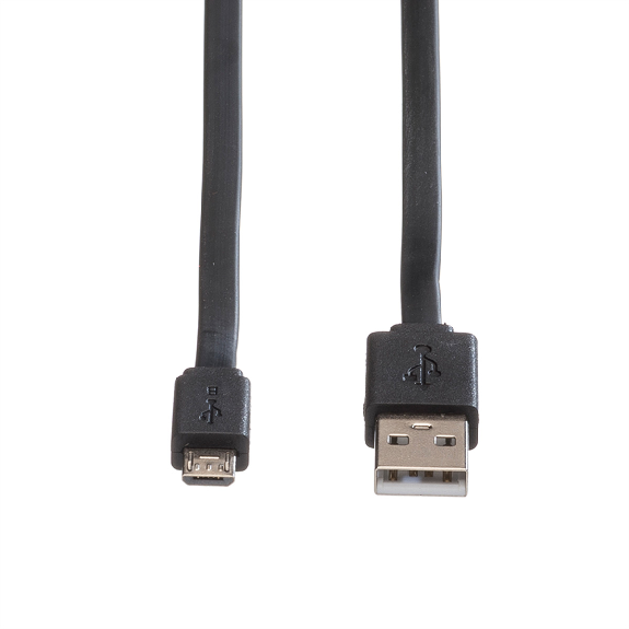 ROLINE Câble USB 2.0, USB A mâle - Micro USB B mâle, noir, 1 m-Lire la description