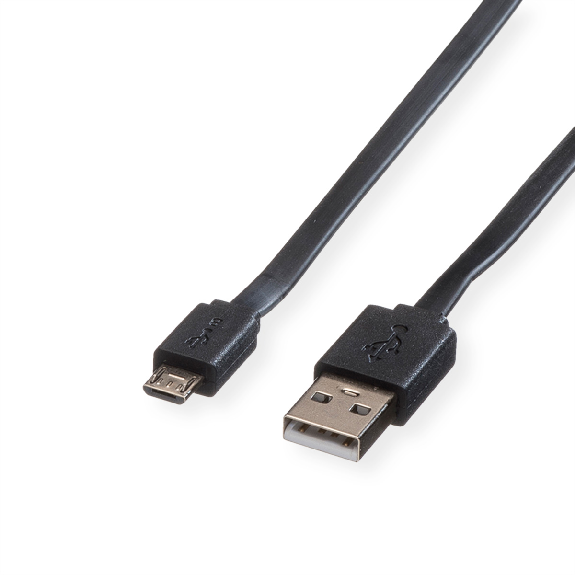 ROLINE Câble USB 2.0, USB A mâle - Micro USB B mâle, noir, 1 m-Lire la description