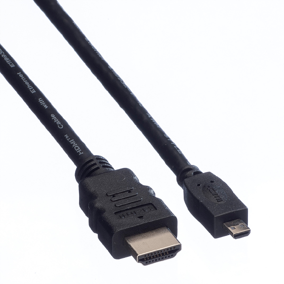 VALUE Câble HDMI High Speed avec Ethernet, HDMI A M - Micro HDMI D M, 2 m-Lire la description