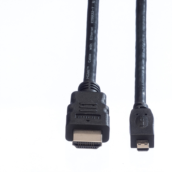 VALUE Câble HDMI High Speed avec Ethernet, HDMI A M - Micro HDMI D M, 2 m-Lire la description