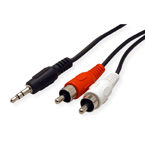 ROLINE Câble 3,5mm / 2x RCA M, 10m, 10m-Lire la description