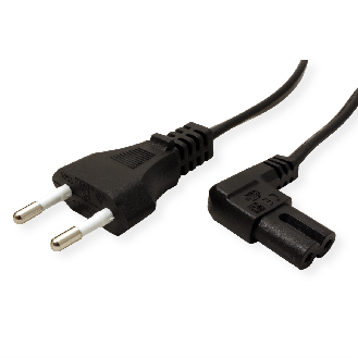 VALUE Netzkabel Euro-Flachstecker auf C7 gewinkelt, 2polig, schwarz, 1,8 m-Beschreibung lesen
