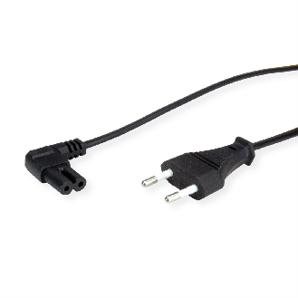 VALUE Netzkabel Euro-Flachstecker auf C7 gewinkelt, 2polig, schwarz, 1,8 m-Beschreibung lesen