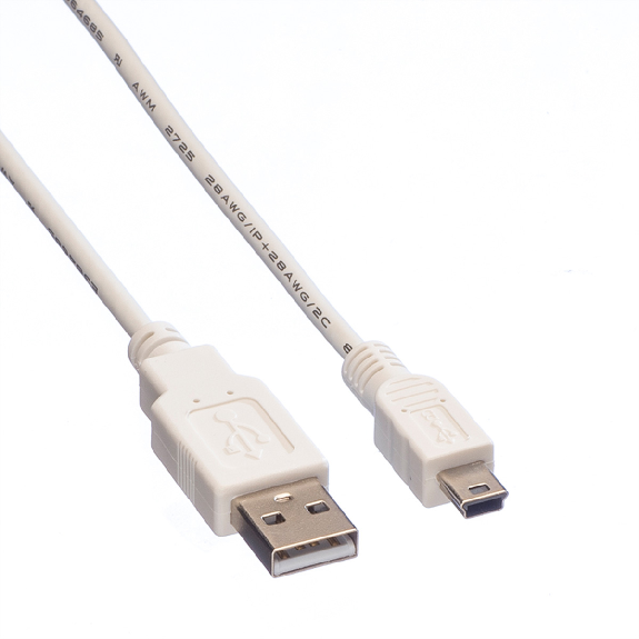 VALUE Câble USB 2.0, type A - mini 5-broches, blanc, 0,8 m-Lire la description