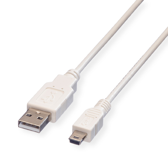 VALUE Câble USB 2.0, type A - mini 5-broches, blanc, 0,8 m-Lire la description