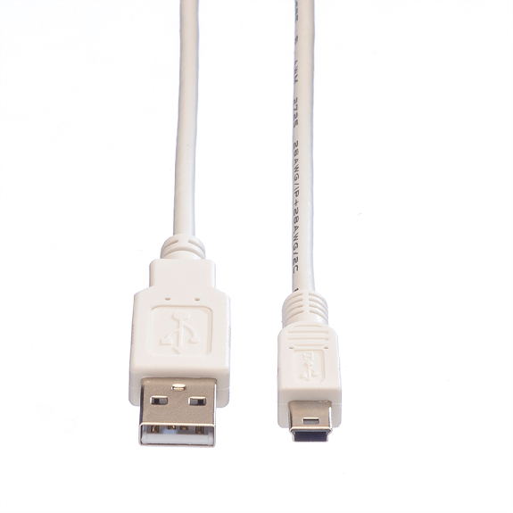 VALUE Câble USB 2.0, type A - mini 5-broches, blanc, 0,8 m-Lire la description