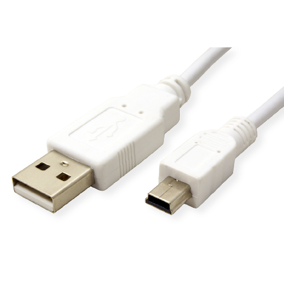 VALUE Câble USB 2.0, type A - mini 5-broches, blanc, 0,8 m-Lire la description