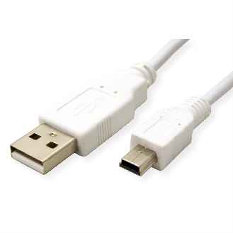 VALUE USB 2.0 Kabel, Typ A - 5-Pin Mini, weiß, 0,8 m-Beschreibung lesen