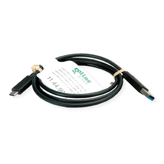 ROLINE GREEN Câble USB 3.2 Gen 1, A-C, M/M, noir, 1 m-Lire la description