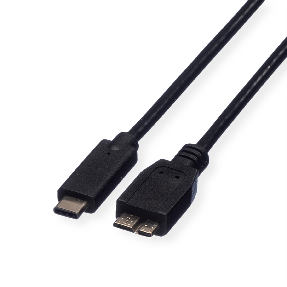 ROLINE Câble USB 3.2 Gen 1, C-Micro B, M/M, noir, 1 m-Lire la description