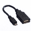 ROLINE Câble USB 2.0, USB A femelle - Micro USB B mâle, OTG, 0,15 m