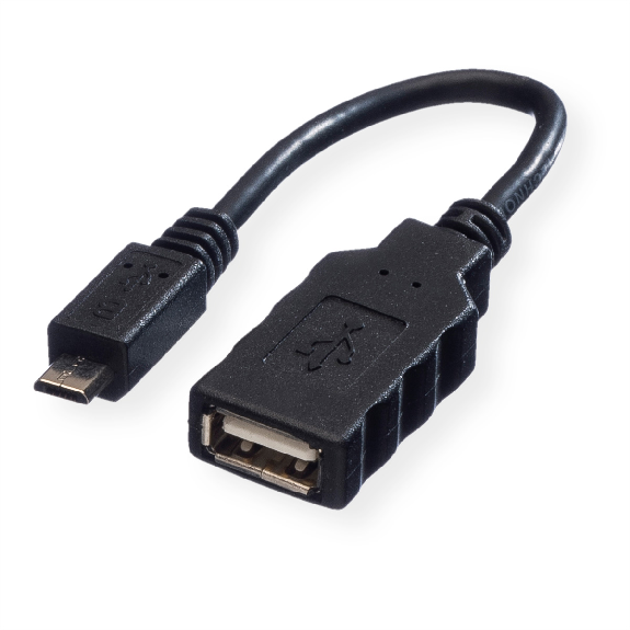 ROLINE Câble USB 2.0, USB A femelle - Micro USB B mâle, OTG, 0,15 m-Lire la description