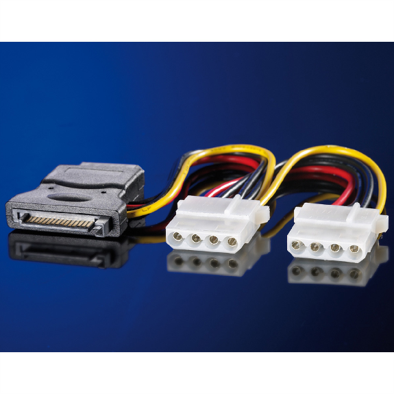 ROLINE Câble adaptateur en Y, S-ATA / 3x 4 pôles HDD, 0,2 m-Lire la description