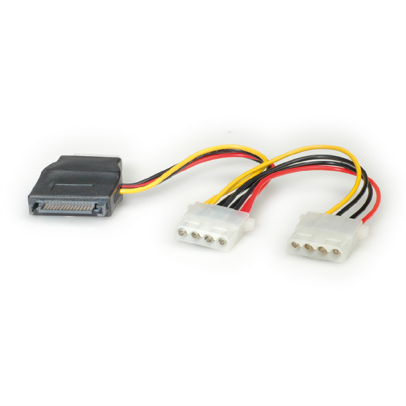ROLINE Câble adaptateur en Y, S-ATA / 3x 4 pôles HDD, 0,2 m-Lire la description