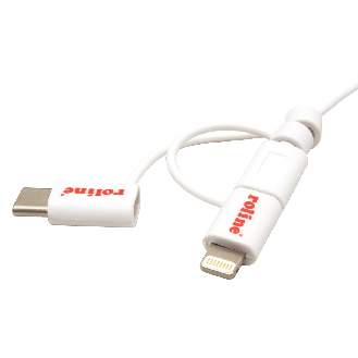ROLINE USB 2.0 Sync- & Ladekabel Typ A - Typ C / 8-Pin / USB MicroB, weiß, 1 m-Beschreibung lesen