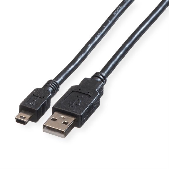 ROLINE Câble USB 2.0, type A - mini 5- broches, noir, 3 m-Lire la description