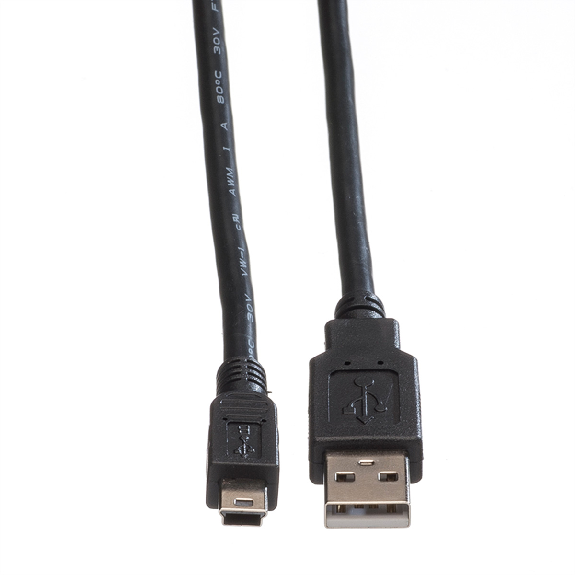 ROLINE Câble USB 2.0, type A - mini 5- broches, noir, 3 m-Lire la description