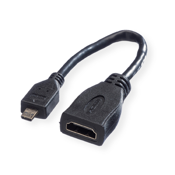 VALUE Câble HDMI High Speed avec Ethernet, HDMI F - Micro HDMI M, 0,15 m-Lire la description