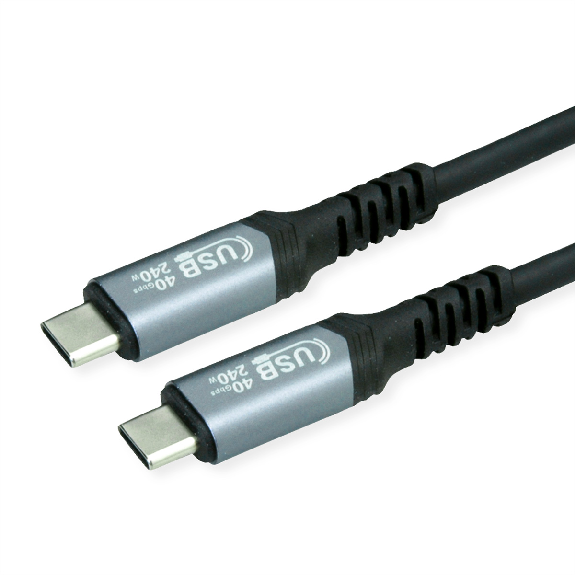 VALUE Câble USB4 Gen3x2, CC, M/M, 240W, noir, 0,8 m-Lire la description
