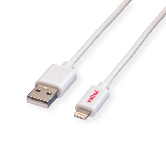 ROLINE Câble de charge et synchronisation pour appareils à connecteur Lightning, blanc, 1,8 m-Lire la description