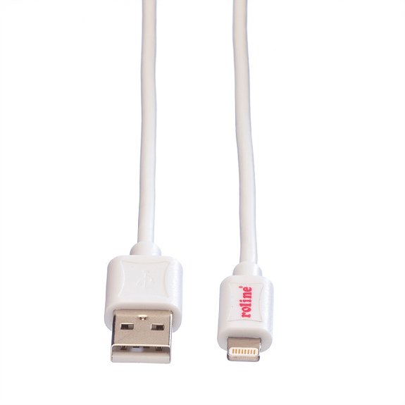 ROLINE Câble de charge et synchronisation pour appareils à connecteur Lightning, blanc, 1,8 m-Lire la description