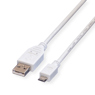 VALUE USB 2.0 Kabel, USB A ST - Micro USB B ST, weiß, 1,8 m-Beschreibung lesen