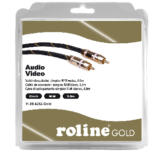 ROLINE GOLD Cinch-Verbindungskabel simplex ST/ST, weiss, Retail Blister, 5 m-Beschreibung lesen