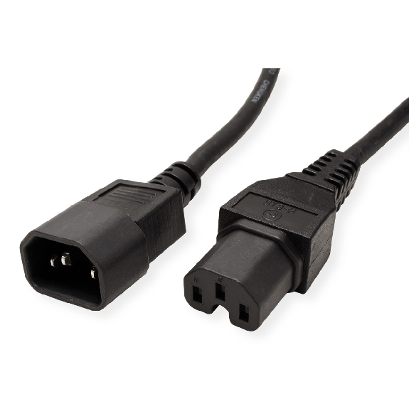 VALUE Câble IEC320/C14 M - C15 F, H05RN-F, noir, 1 m VALUE Câble IEC320/C14 M - C15 F, H05RN-F, noir, 1 m-Lire la description