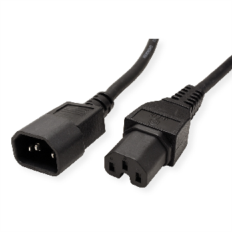 VALUE Netzkabel IEC320/C14 Stecker - C15 Buchse, H05RN-F, schwarz, 1 m-Beschreibung lesen