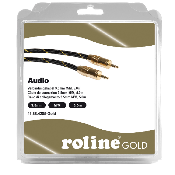 ROLINE GOLD Câble de raccordement 3,5mm audio M / M, Retail Blister, 5 m-Lire la description