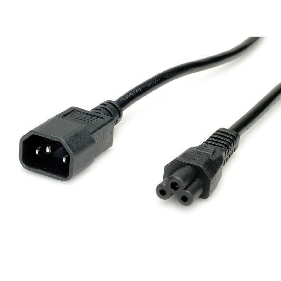 VALUE Netzkabel IEC320/C14 Stecker - C5 Buchse, schwarz, 1,8 m-Beschreibung lesen