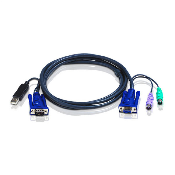 ATEN 2L-5502UP Câble KVM VGA USB - PS/2, noir, 1,8 m ATEN 2L-5502UP Câble KVM VGA USB - PS/2, noir, 1,8 m-Lire la description