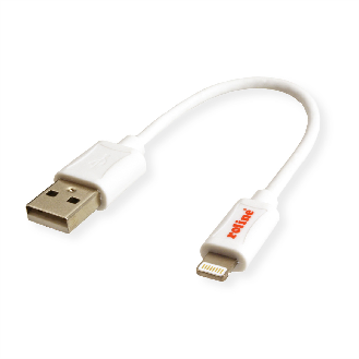 ROLINE USB 2.0 Sync- & Ladekabel mit Lightning Connector, weiß, 0,15 m-Beschreibung lesen