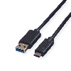 ROLINE USB 3.2 Gen 1 Kabel, A-C, ST/ST, schwarz, 0,5 m
